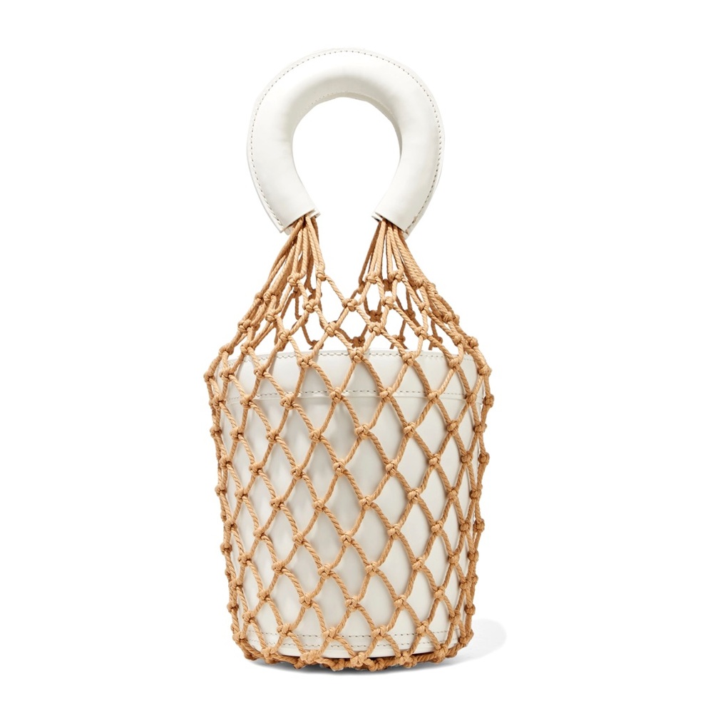 STAUD Moreau macramé and leather bucket bag